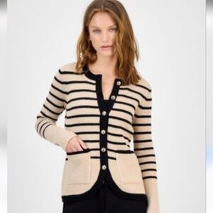 Striped Structured Cardigan NWT Sz M NWT